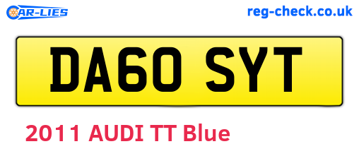 DA60SYT are the vehicle registration plates.