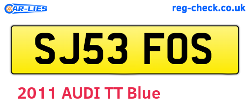 SJ53FOS are the vehicle registration plates.