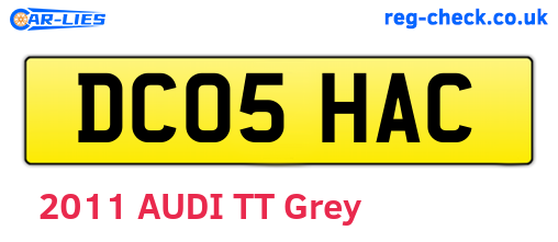 DC05HAC are the vehicle registration plates.
