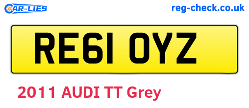 RE61OYZ are the vehicle registration plates.