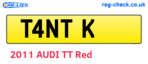 T4NTK are the vehicle registration plates.