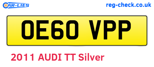 OE60VPP are the vehicle registration plates.