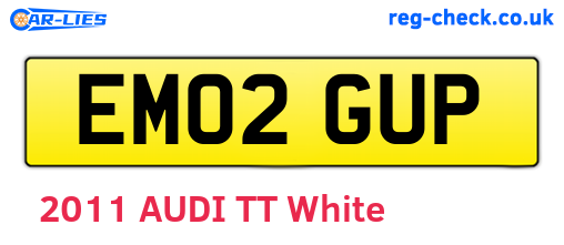 EM02GUP are the vehicle registration plates.