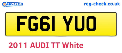 FG61YUO are the vehicle registration plates.