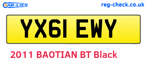 YX61EWY are the vehicle registration plates.