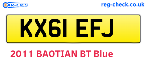 KX61EFJ are the vehicle registration plates.