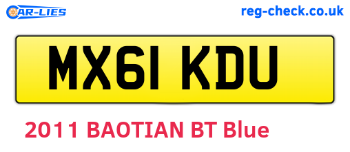 MX61KDU are the vehicle registration plates.