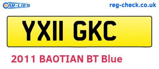 YX11GKC are the vehicle registration plates.