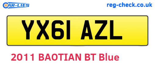 YX61AZL are the vehicle registration plates.