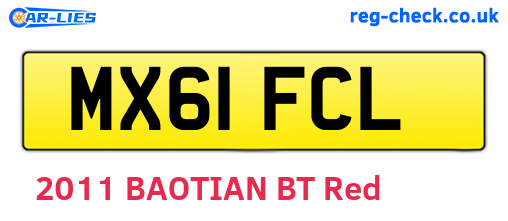 MX61FCL are the vehicle registration plates.