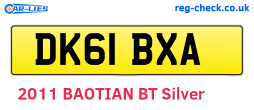 DK61BXA are the vehicle registration plates.