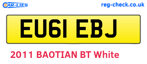 EU61EBJ are the vehicle registration plates.