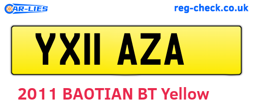 YX11AZA are the vehicle registration plates.