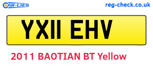 YX11EHV are the vehicle registration plates.