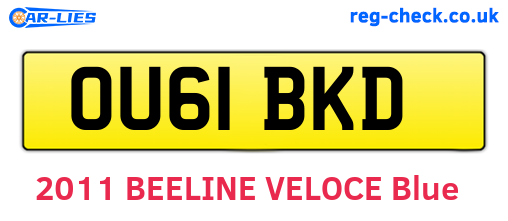 OU61BKD are the vehicle registration plates.