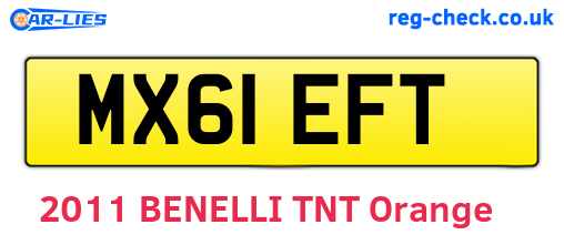 MX61EFT are the vehicle registration plates.