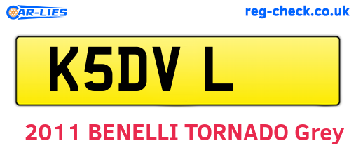 K5DVL are the vehicle registration plates.