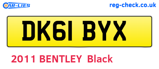 DK61BYX are the vehicle registration plates.