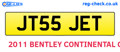 JT55JET are the vehicle registration plates.