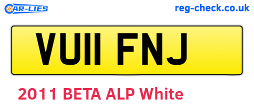 VU11FNJ are the vehicle registration plates.