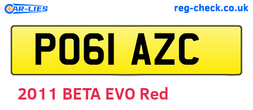 PO61AZC are the vehicle registration plates.