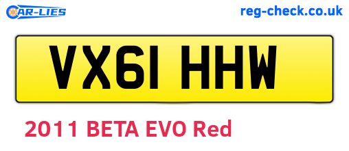 VX61HHW are the vehicle registration plates.