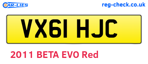VX61HJC are the vehicle registration plates.