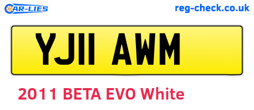 YJ11AWM are the vehicle registration plates.