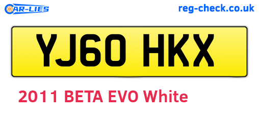 YJ60HKX are the vehicle registration plates.