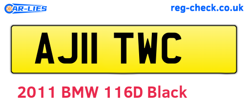 AJ11TWC are the vehicle registration plates.