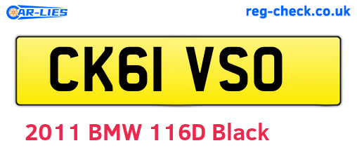 CK61VSO are the vehicle registration plates.