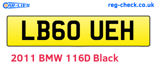 LB60UEH are the vehicle registration plates.