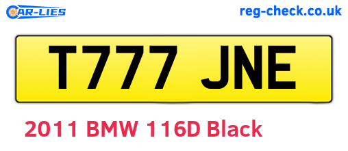 T777JNE are the vehicle registration plates.