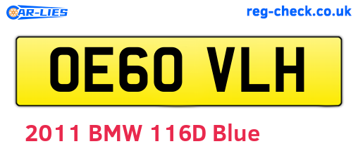 OE60VLH are the vehicle registration plates.