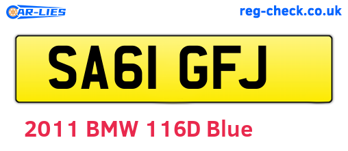 SA61GFJ are the vehicle registration plates.