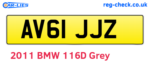 AV61JJZ are the vehicle registration plates.