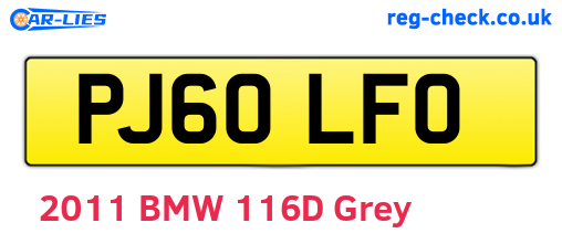 PJ60LFO are the vehicle registration plates.