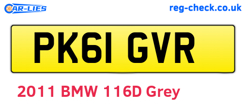PK61GVR are the vehicle registration plates.