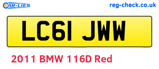 LC61JWW are the vehicle registration plates.