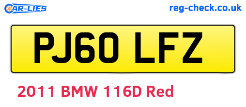 PJ60LFZ are the vehicle registration plates.