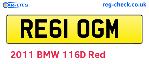 RE61OGM are the vehicle registration plates.