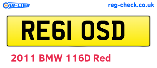RE61OSD are the vehicle registration plates.