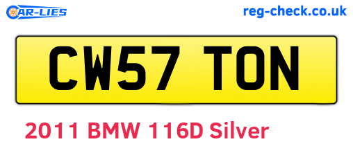 CW57TON are the vehicle registration plates.