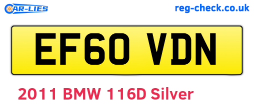 EF60VDN are the vehicle registration plates.