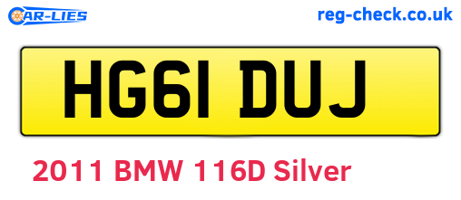 HG61DUJ are the vehicle registration plates.