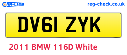 DV61ZYK are the vehicle registration plates.