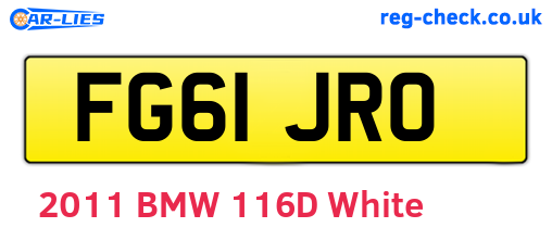 FG61JRO are the vehicle registration plates.