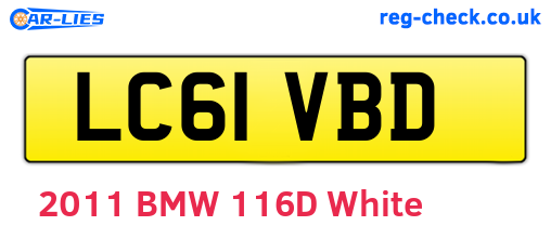 LC61VBD are the vehicle registration plates.