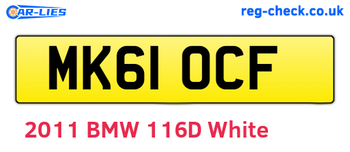 MK61OCF are the vehicle registration plates.