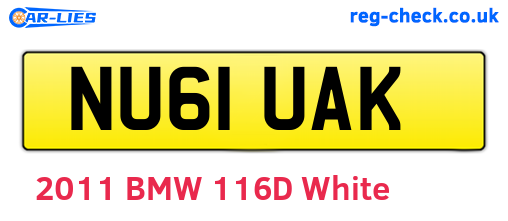NU61UAK are the vehicle registration plates.